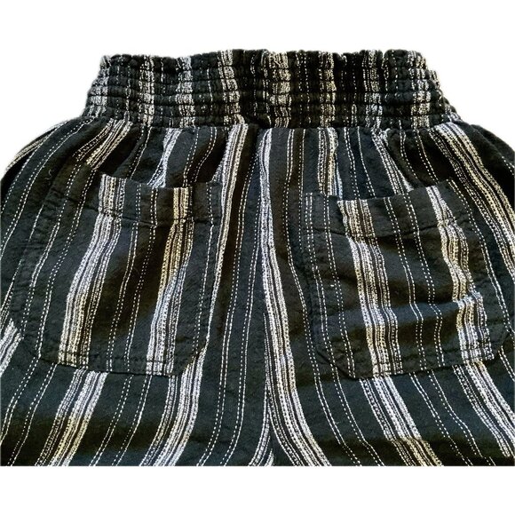 Briggs Women’s Shorts Black Striped Linen/Rayon Blend Elastic Waist Size S Boho - Picture 7 of 11